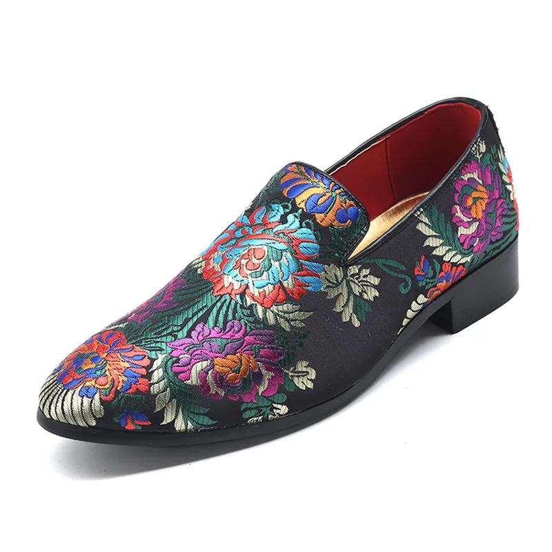 2023 spring new loafers breathable Chinese style trendy shoes men's silk embroidery men's shoes foreign agent