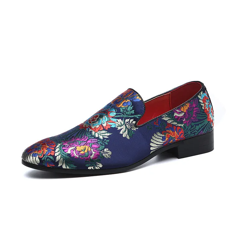 2023 spring new loafers breathable Chinese style trendy shoes men's silk embroidery men's shoes foreign agent