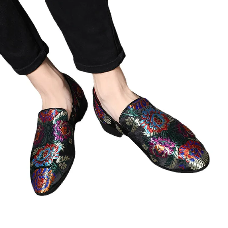 2023 spring new loafers breathable Chinese style trendy shoes men's silk embroidery men's shoes foreign agent