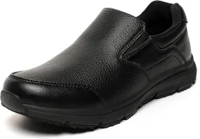 Black Casual Mens Slip On Loafers, Walking Comfortable & Light-Weight Leather Non Slip Shoes for Men