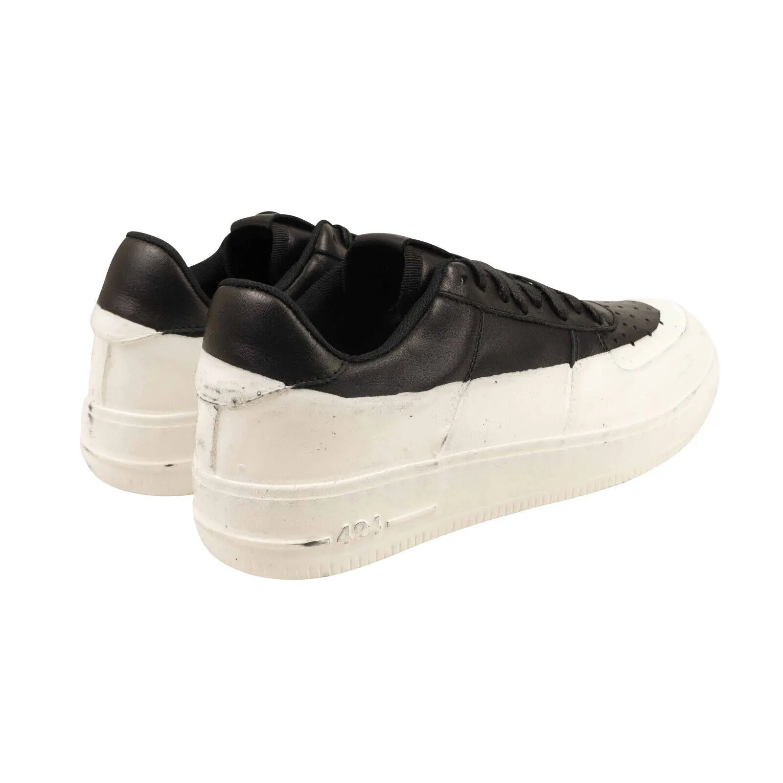 Black Wax Dip Low Leather Sneakers