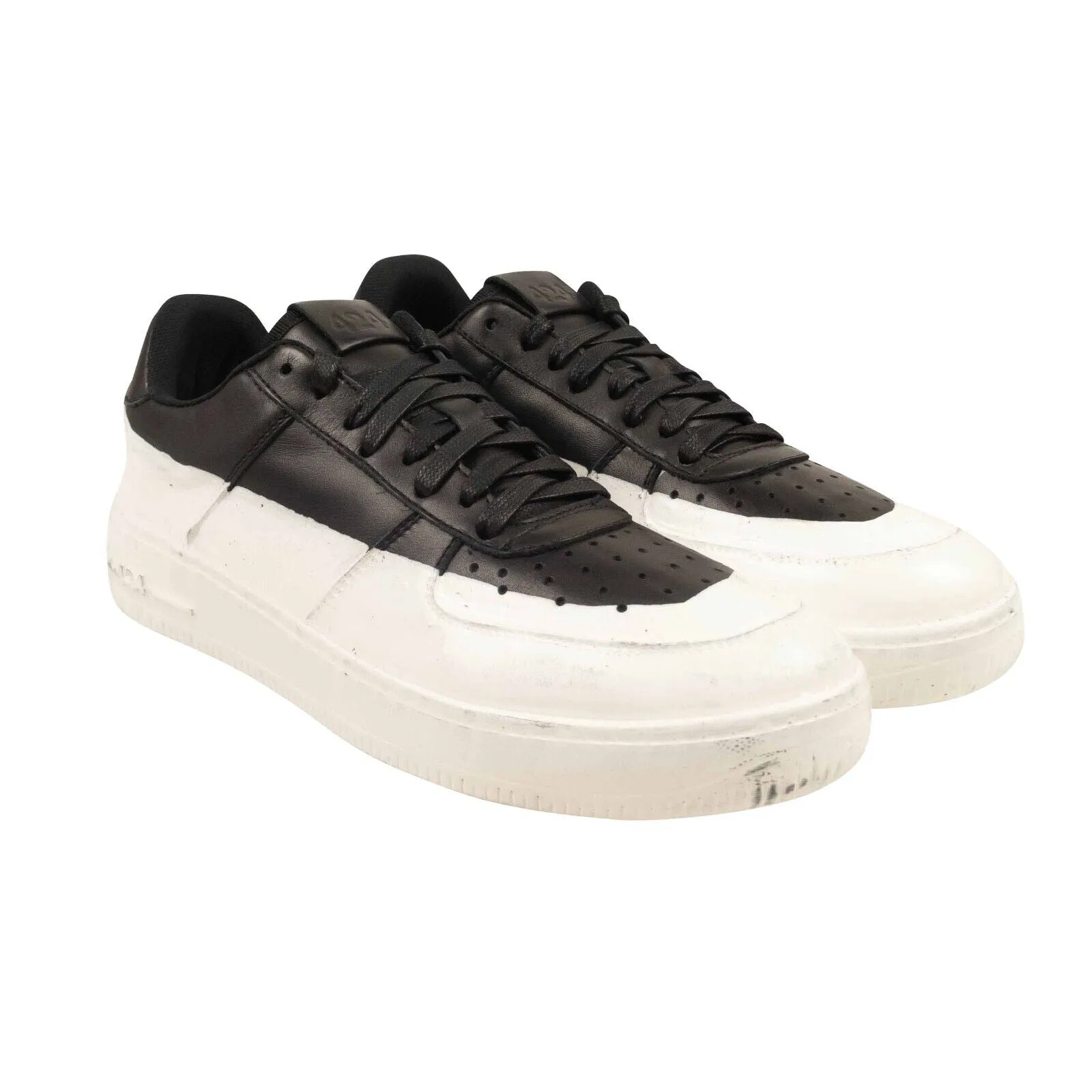 Black Wax Dip Low Leather Sneakers