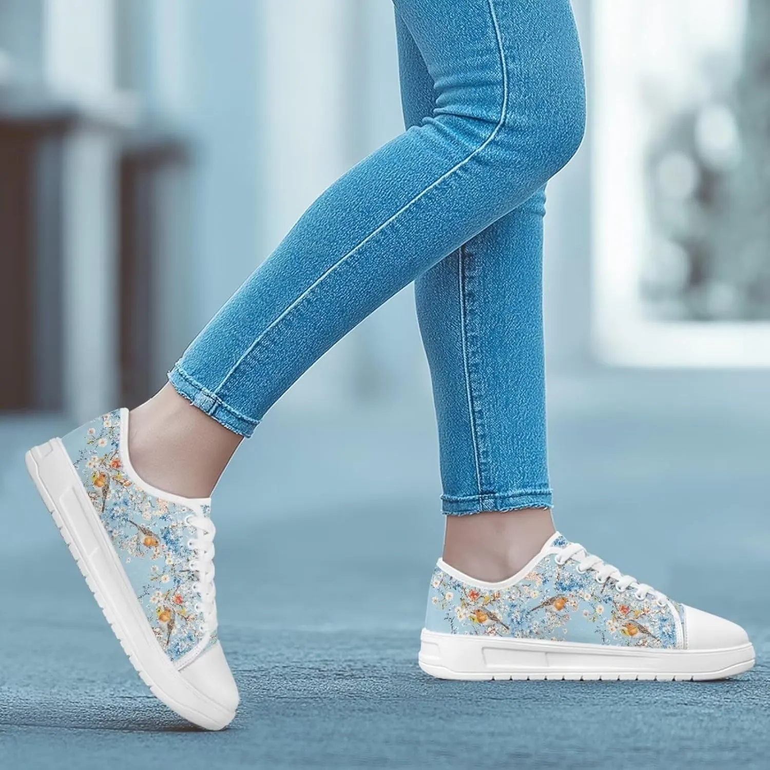 Canvas Slip on Shoes for Women Trendy Low Top Barefoot Sneakers Lace Up Design Walking Flats