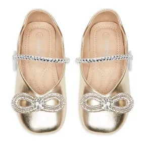 CHLOE METALLIC MACH CRYSTAL BOW SHOES