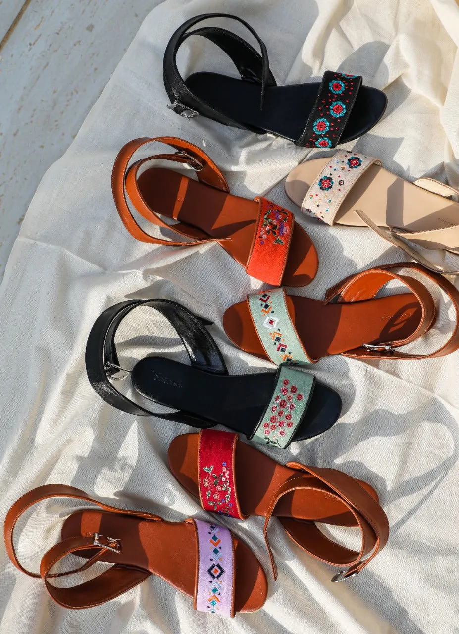 Floral Off-White Sandals