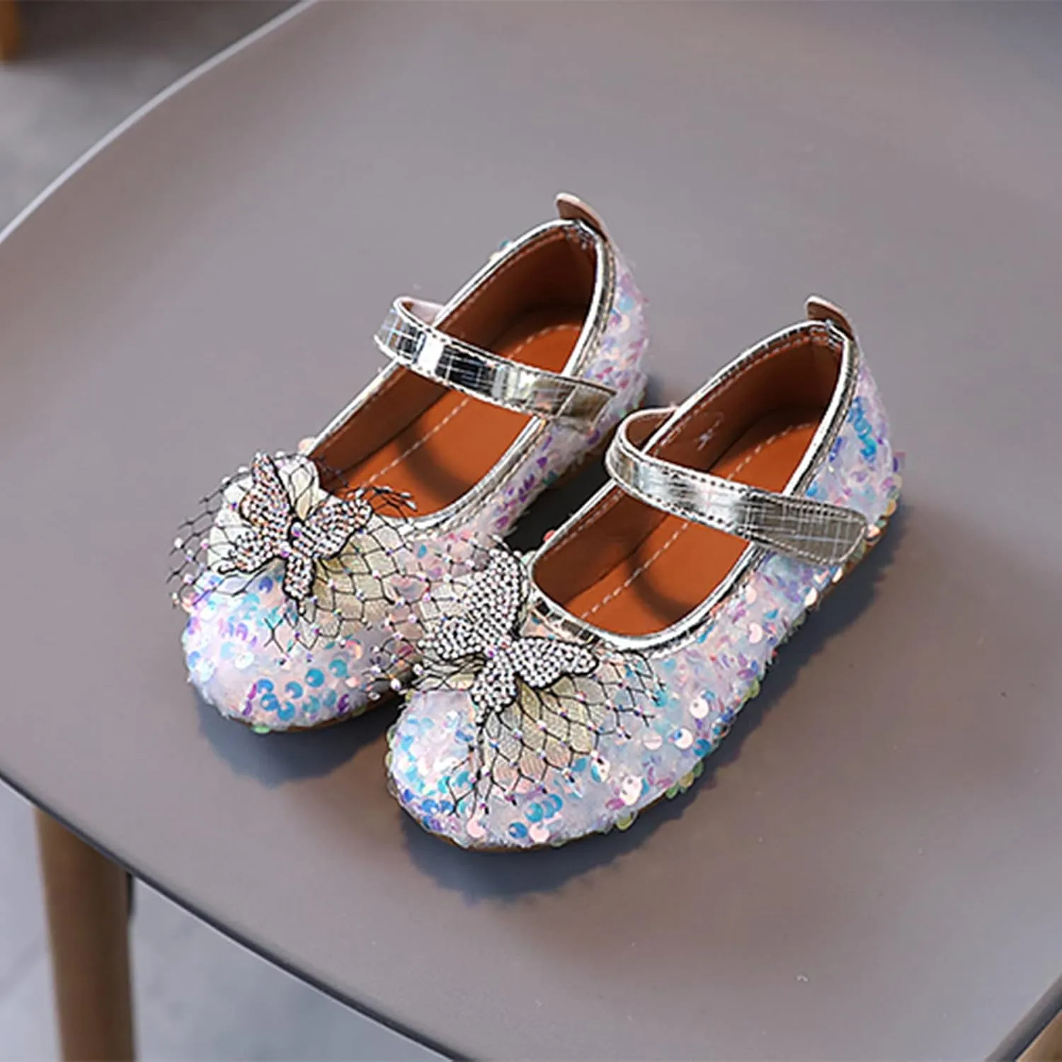 Girls Sandals Summer Autumn Fashion Cute Girls Casual Shoes Colorful Sequins Shiny Bow Flat Bottom Casual Dress Shoe