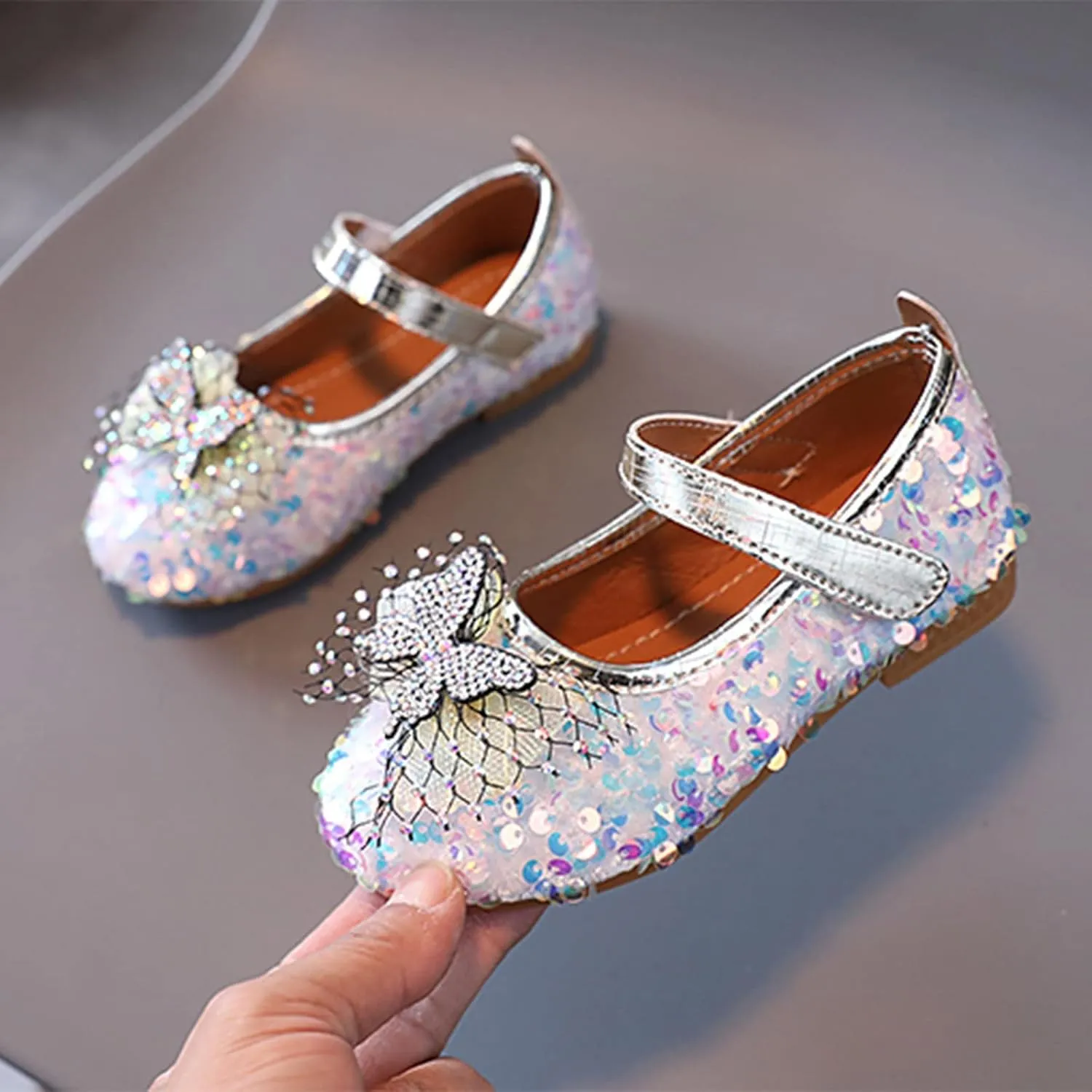 Girls Sandals Summer Autumn Fashion Cute Girls Casual Shoes Colorful Sequins Shiny Bow Flat Bottom Casual Dress Shoe