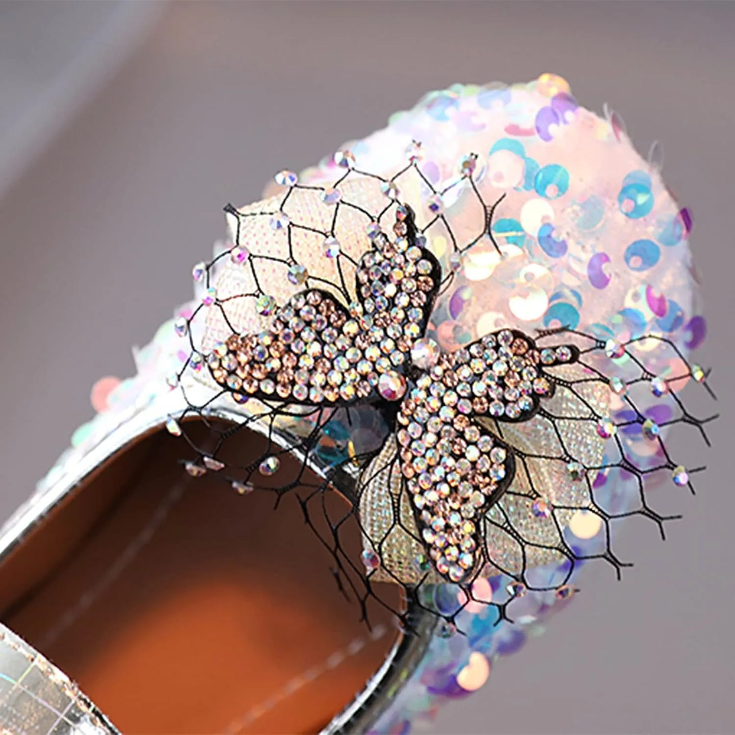 Girls Sandals Summer Autumn Fashion Cute Girls Casual Shoes Colorful Sequins Shiny Bow Flat Bottom Casual Dress Shoe