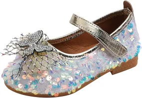 Girls Sandals Summer Autumn Fashion Cute Girls Casual Shoes Colorful Sequins Shiny Bow Flat Bottom Casual Dress Shoe