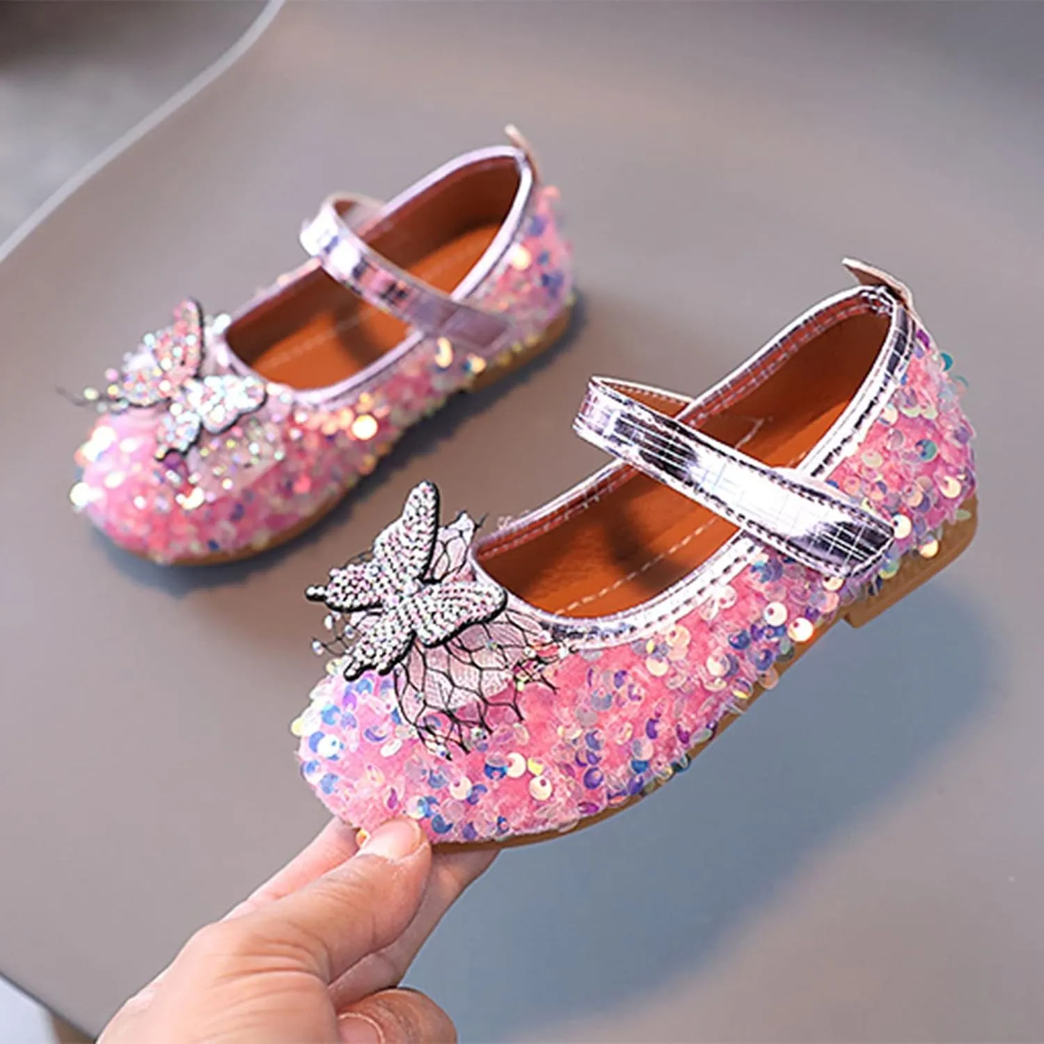 Girls Sandals Summer Autumn Fashion Cute Girls Casual Shoes Colorful Sequins Shiny Bow Flat Bottom Casual Dress Shoe