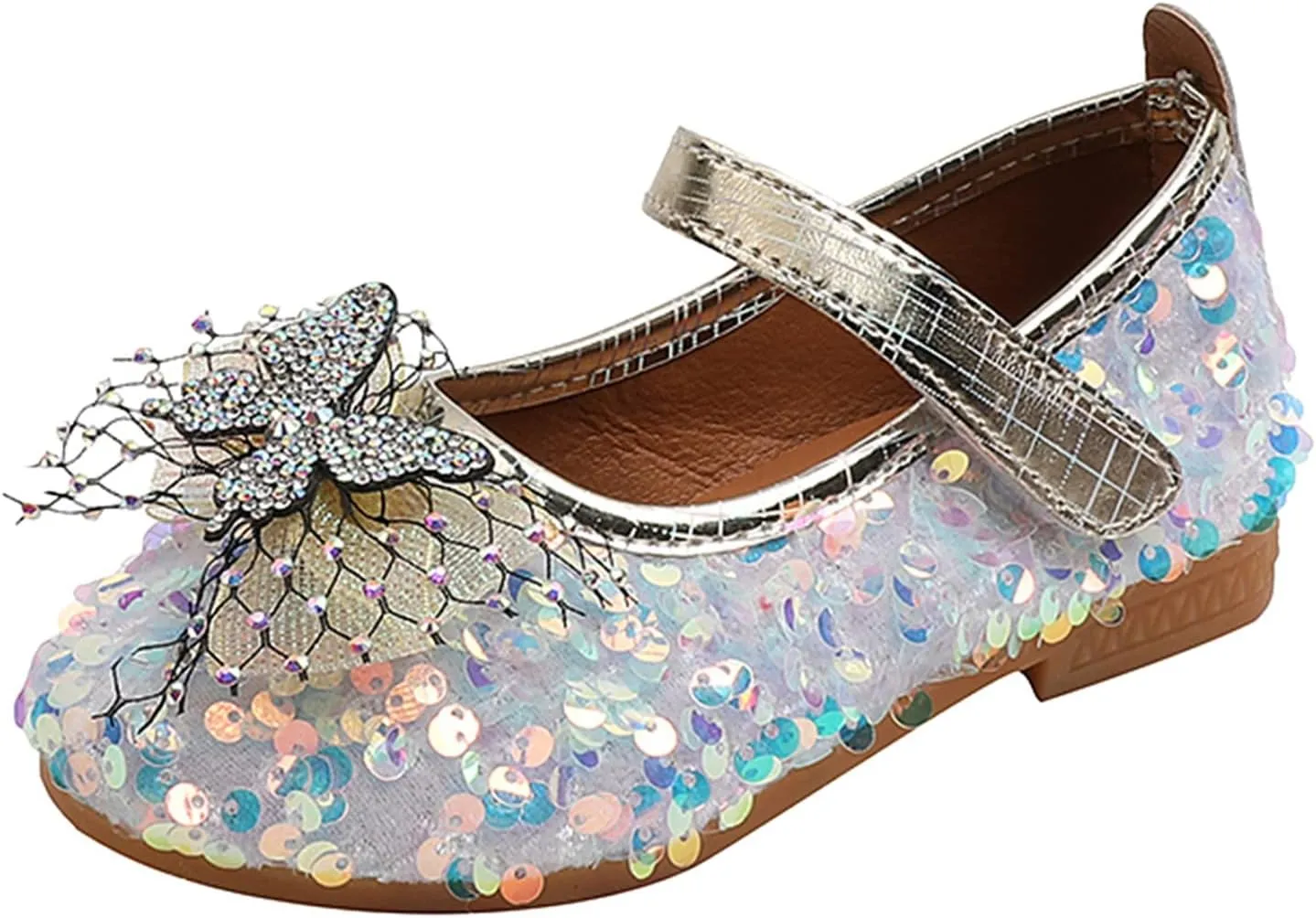 Girls Sandals Summer Autumn Fashion Cute Girls Casual Shoes Colorful Sequins Shiny Bow Flat Bottom Casual Dress Shoe