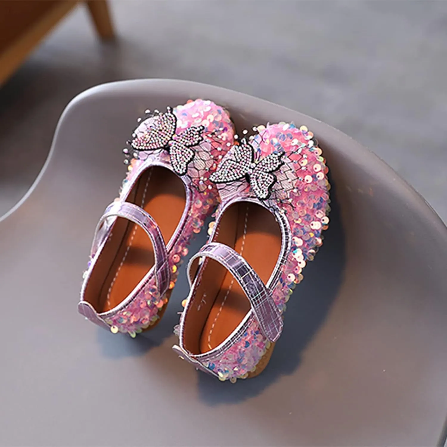 Girls Sandals Summer Autumn Fashion Cute Girls Casual Shoes Colorful Sequins Shiny Bow Flat Bottom Casual Dress Shoe