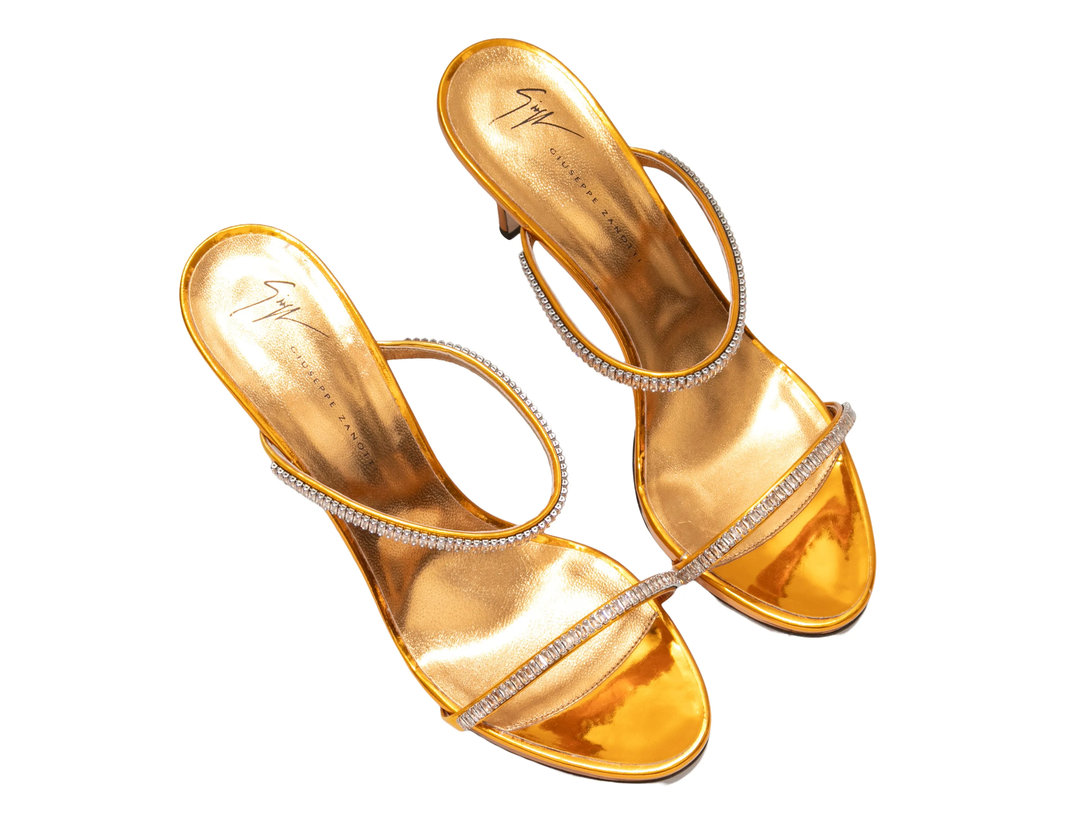 Gold Giuseppe Zanotti Crystal-Embellished Heeled Sandals Size 41
