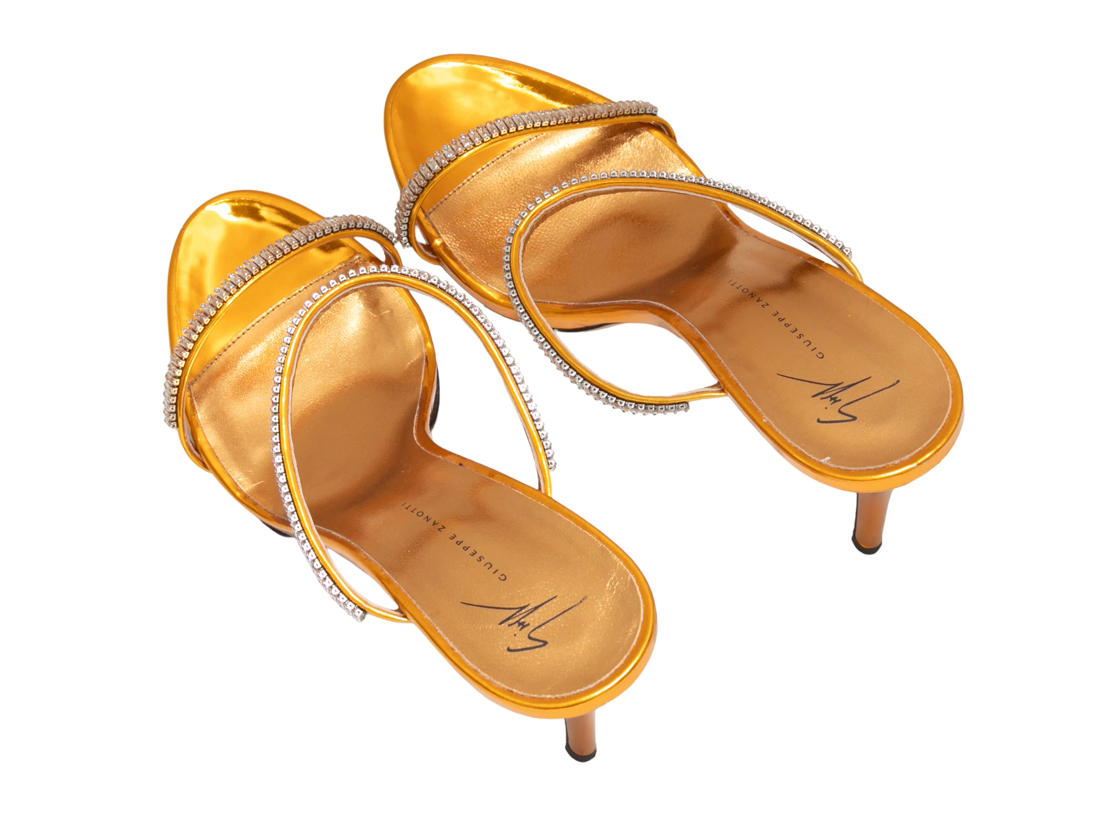 Gold Giuseppe Zanotti Crystal-Embellished Heeled Sandals Size 41