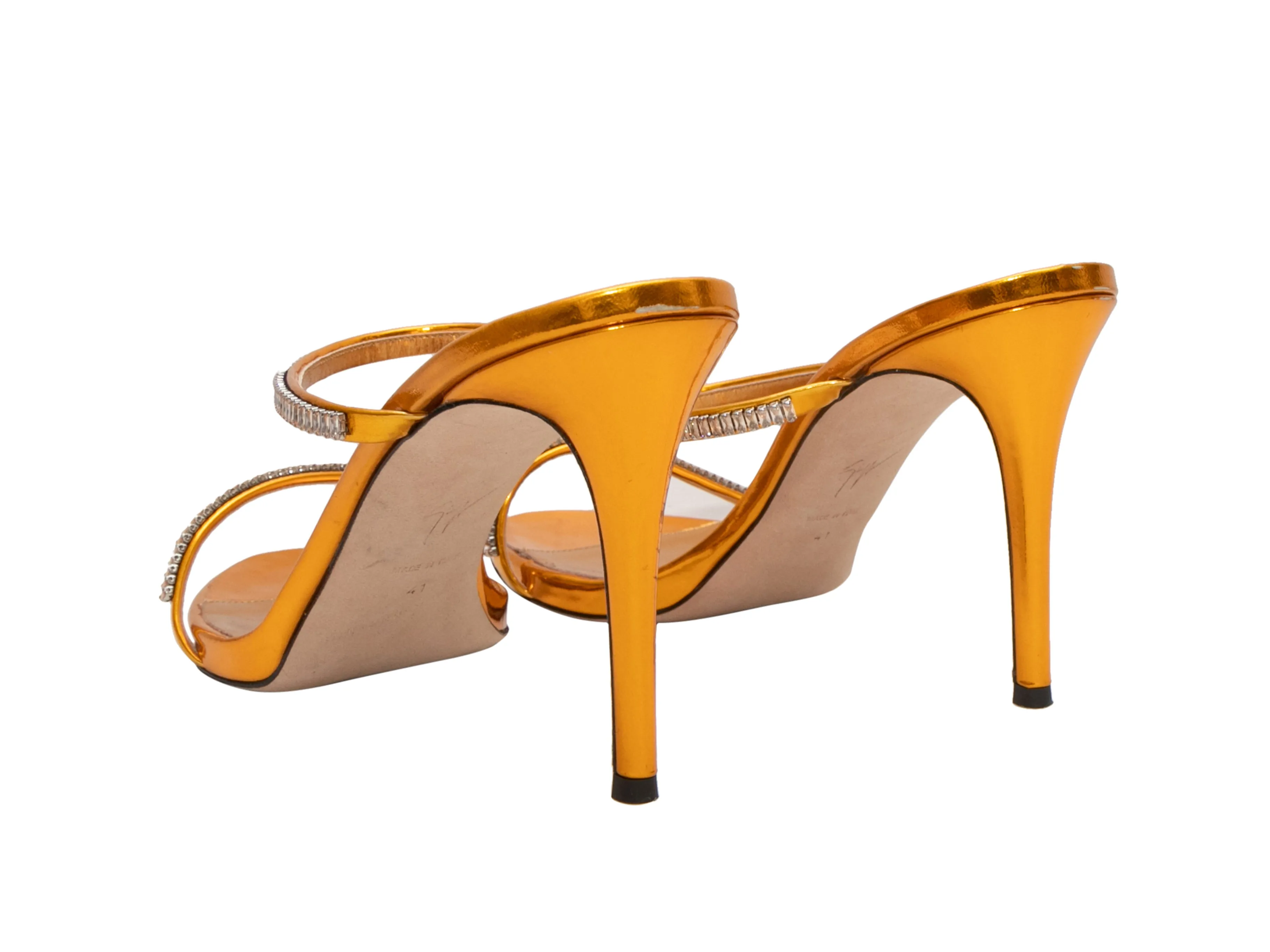Gold Giuseppe Zanotti Crystal-Embellished Heeled Sandals Size 41