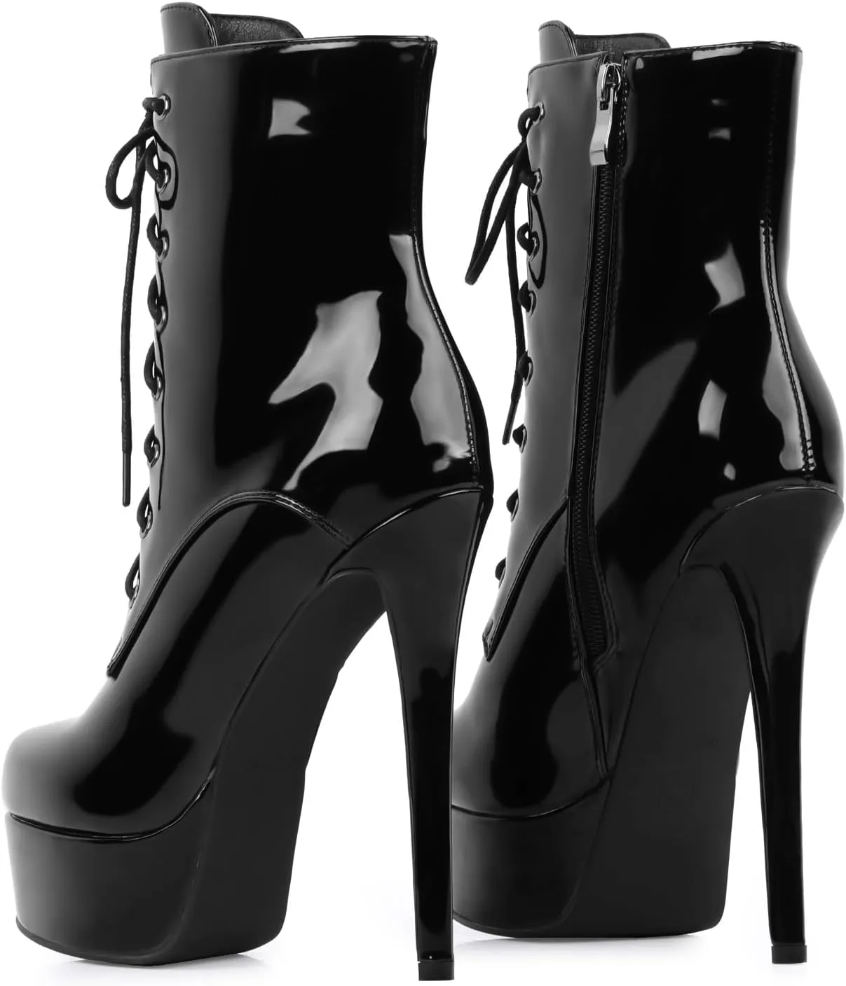 LingxiaUne Womens High Heel Boots Lace-Up Stiletto Platform Ankle Boots for Stylish Party & Stage