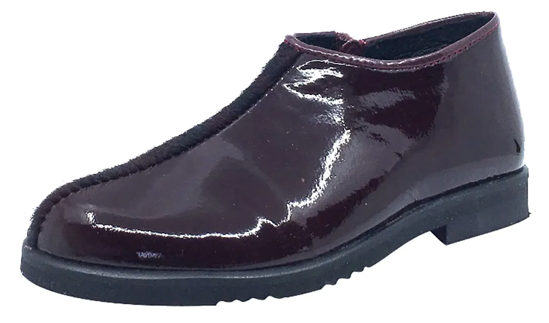 Luccini Girl's Half Patent Half Pony Hair Zip-Up Fashion Boots, Burgundy Patent/Burgundy Pony Hair