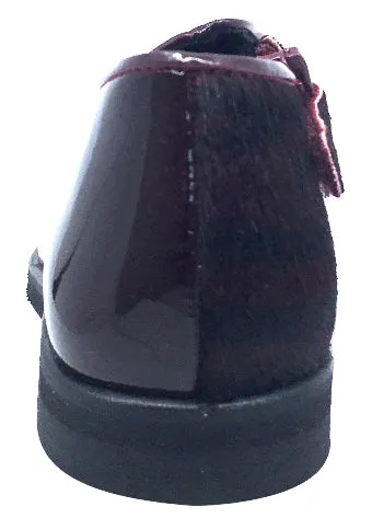 Luccini Girl's Half Patent Half Pony Hair Zip-Up Fashion Boots, Burgundy Patent/Burgundy Pony Hair