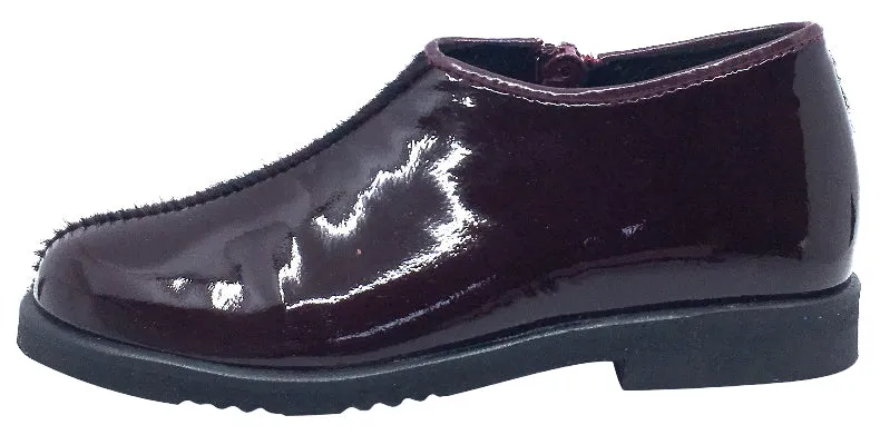 Luccini Girl's Half Patent Half Pony Hair Zip-Up Fashion Boots, Burgundy Patent/Burgundy Pony Hair