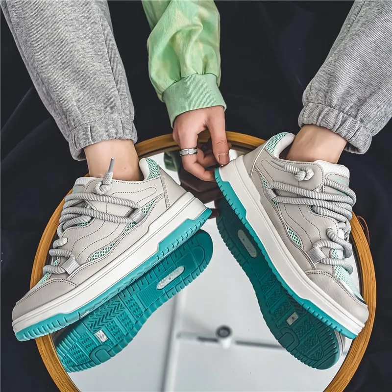 Men's Casual Shoes Fashion Platform Chunky Sneakers Trendy Comfortable All Seasons Men's Lace Up Sneakers