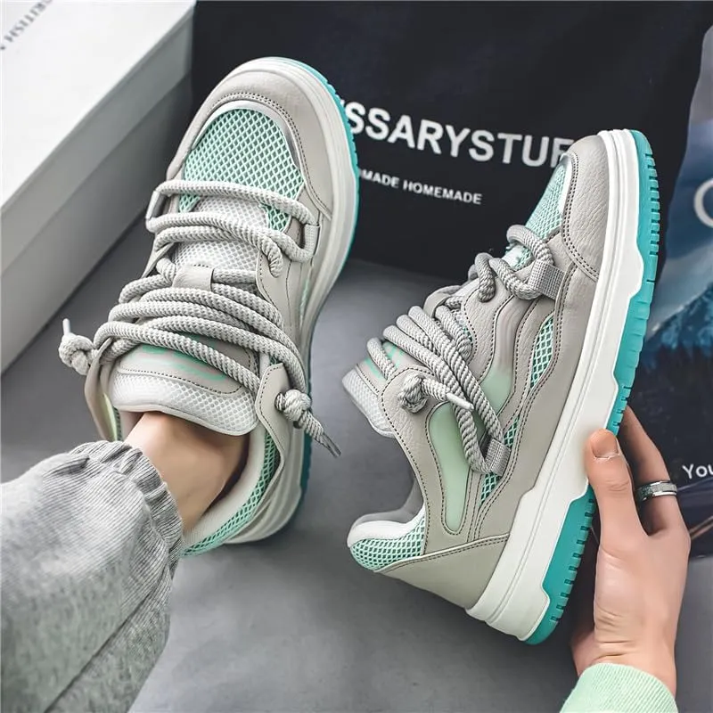 Men's Casual Shoes Fashion Platform Chunky Sneakers Trendy Comfortable All Seasons Men's Lace Up Sneakers