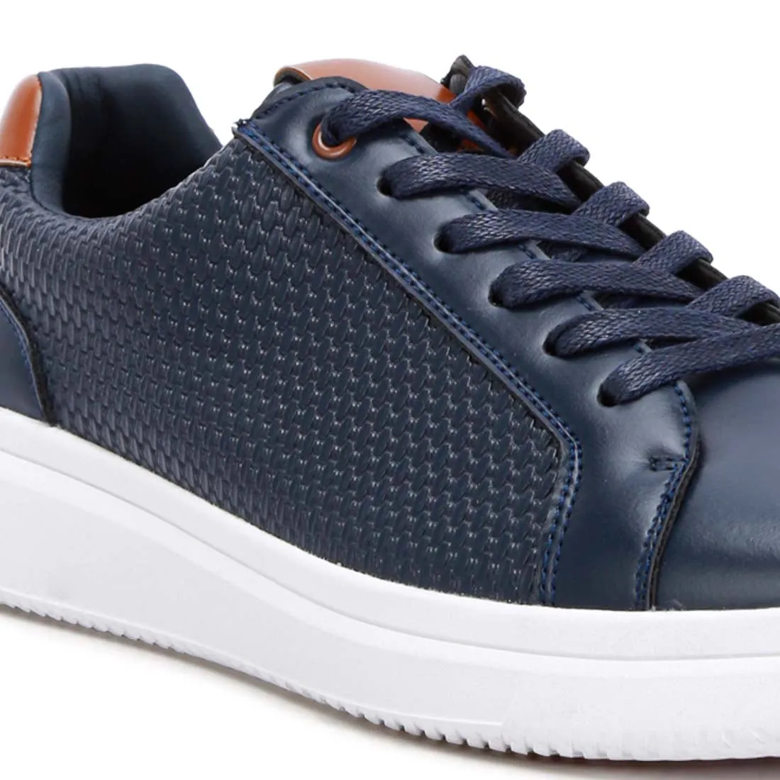 Men's Faux Leather Embossed Lace-up Sneakers