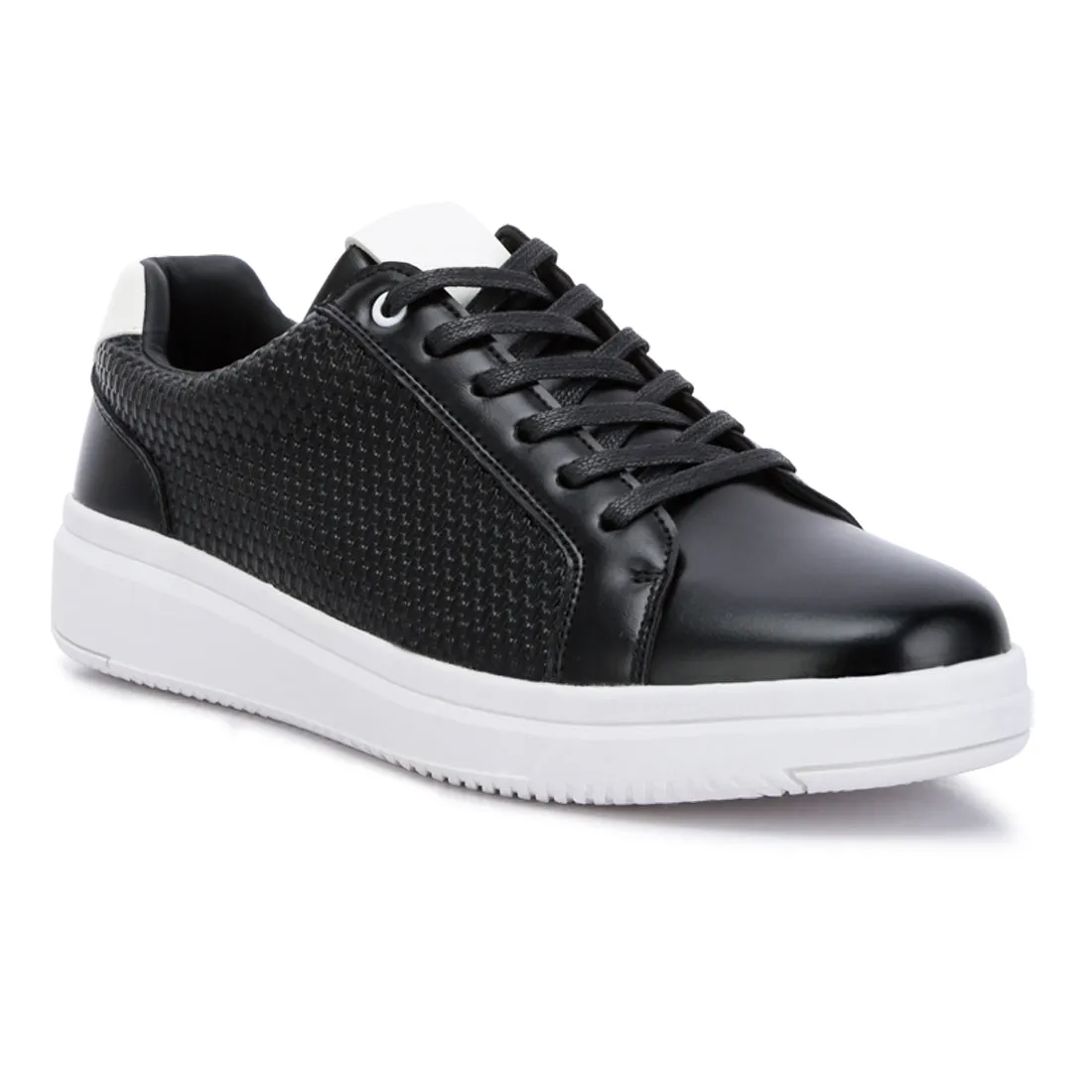 Men's Faux Leather Embossed Lace-up Sneakers