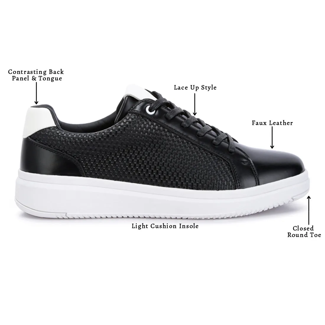 Men's Faux Leather Embossed Lace-up Sneakers