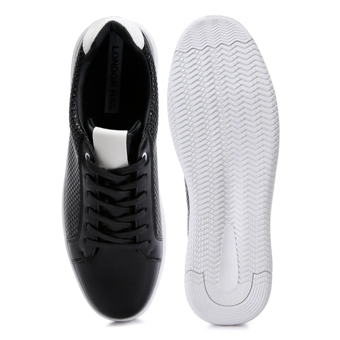 Men's Faux Leather Embossed Lace-up Sneakers