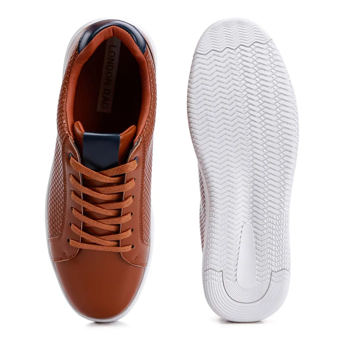 Men's Faux Leather Embossed Lace-up Sneakers
