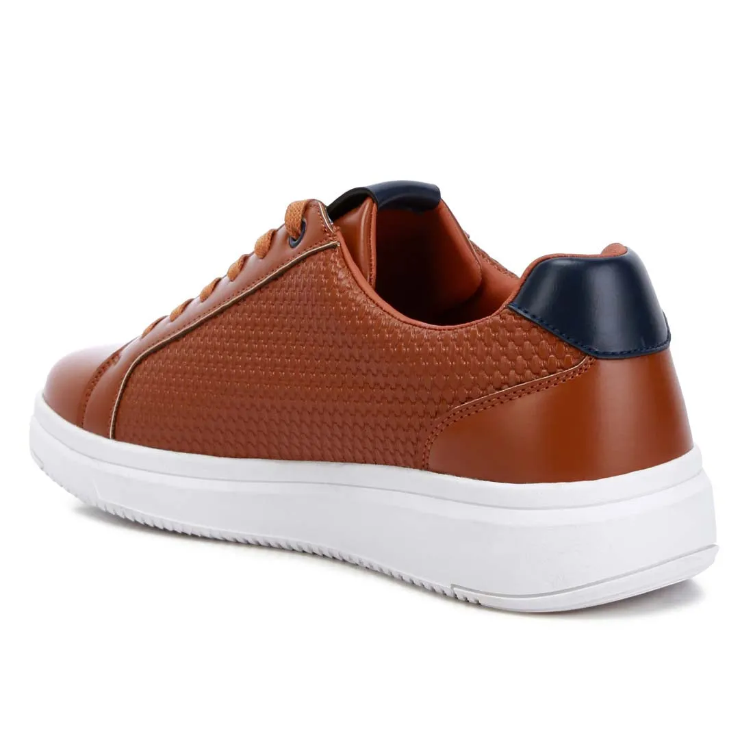 Men's Faux Leather Embossed Lace-up Sneakers