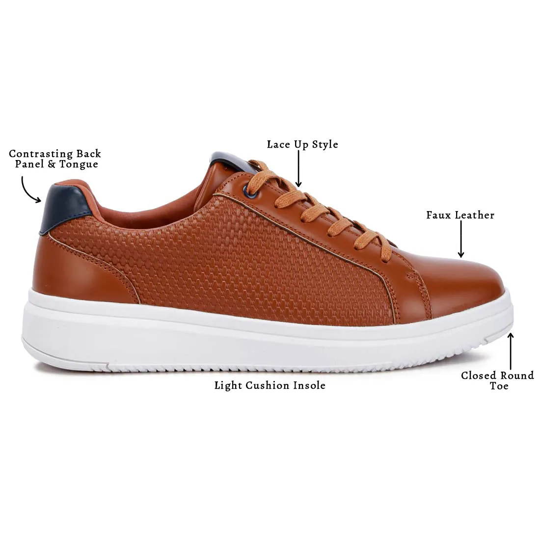 Men's Faux Leather Embossed Lace-up Sneakers