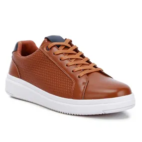Men's Faux Leather Embossed Lace-up Sneakers