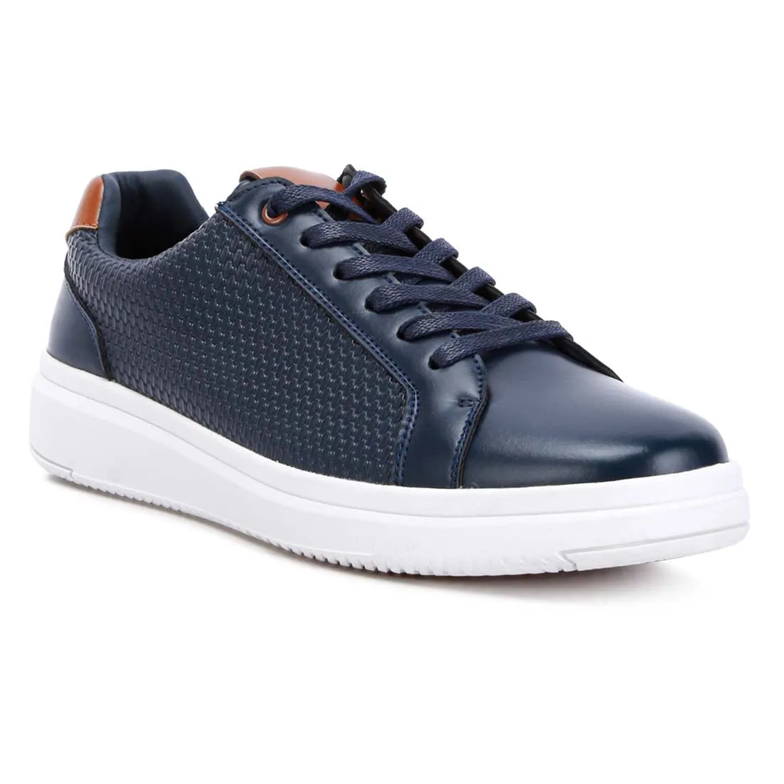 Men's Faux Leather Embossed Lace-up Sneakers