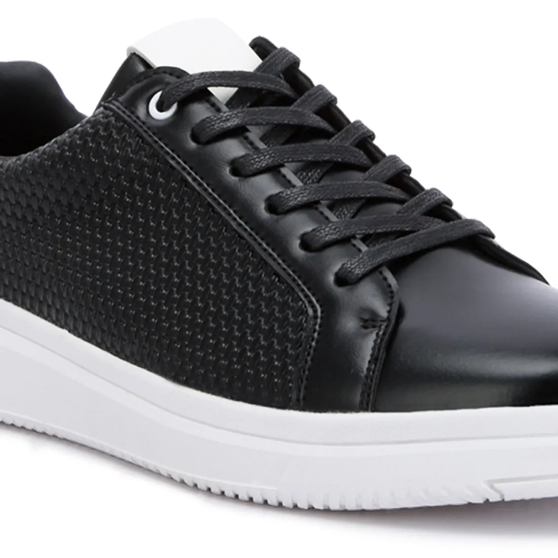 Men's Faux Leather Embossed Lace-up Sneakers