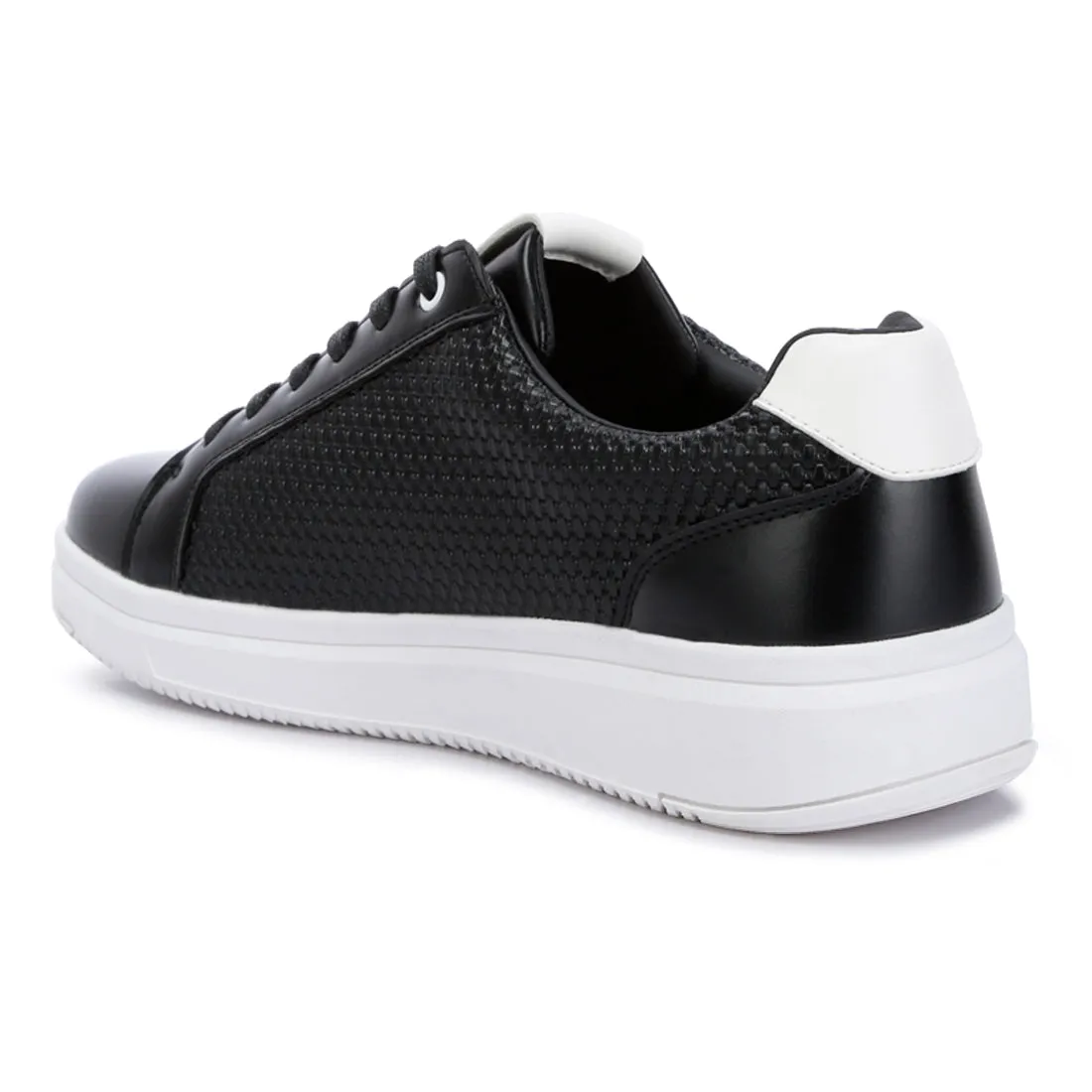 Men's Faux Leather Embossed Lace-up Sneakers