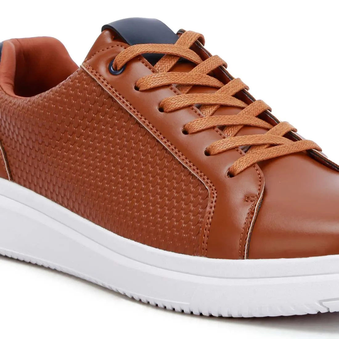 Men's Faux Leather Embossed Lace-up Sneakers