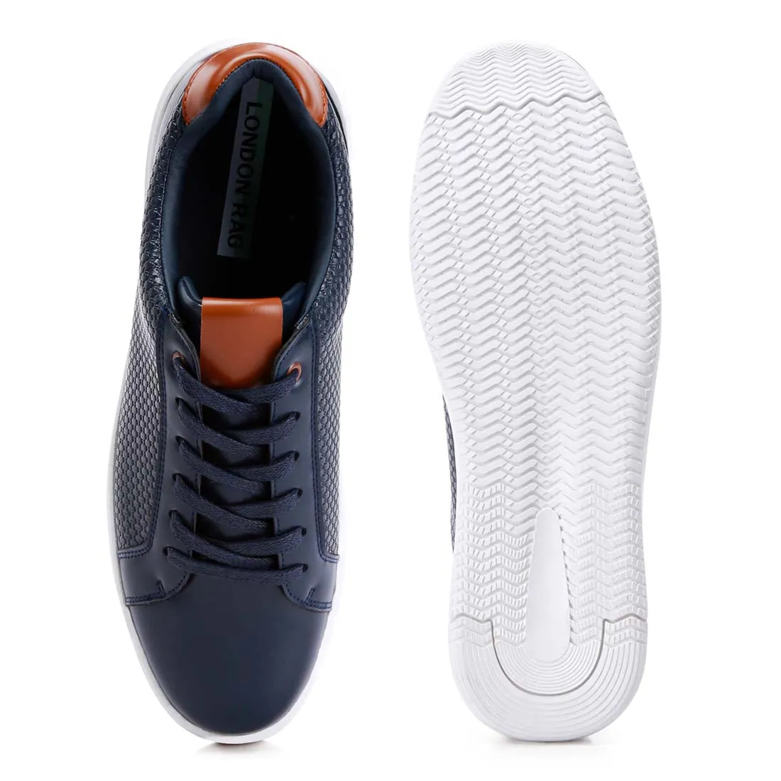 Men's Faux Leather Embossed Lace-up Sneakers