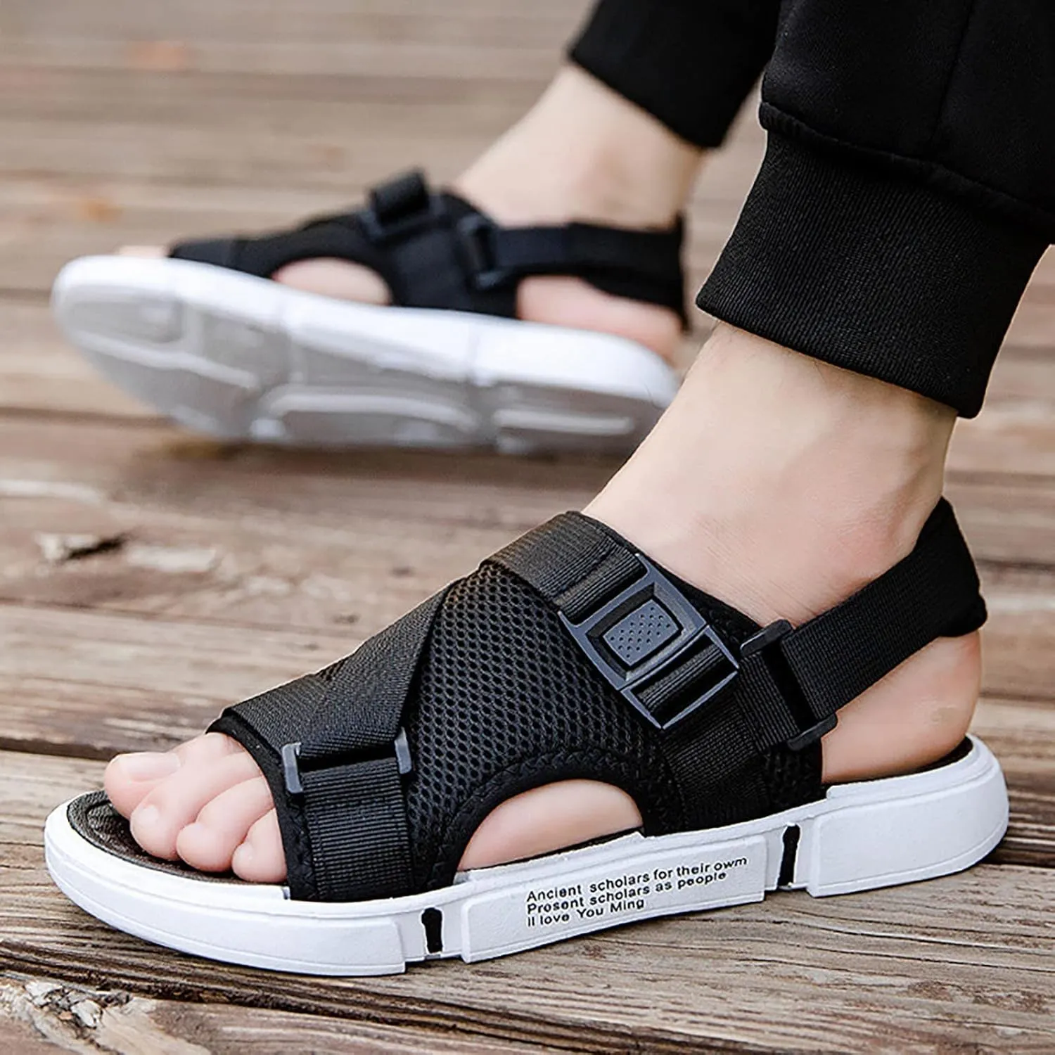 Men's Sandals 2024 Men Sports Sandals Fashion Solid Color Hollow Out Casual Breathable Slippers Shoes