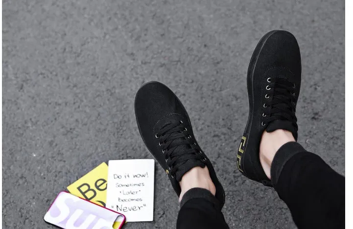 Men's Spring/Autumn Canvas Lace-Up Flats | Men's Sneakers