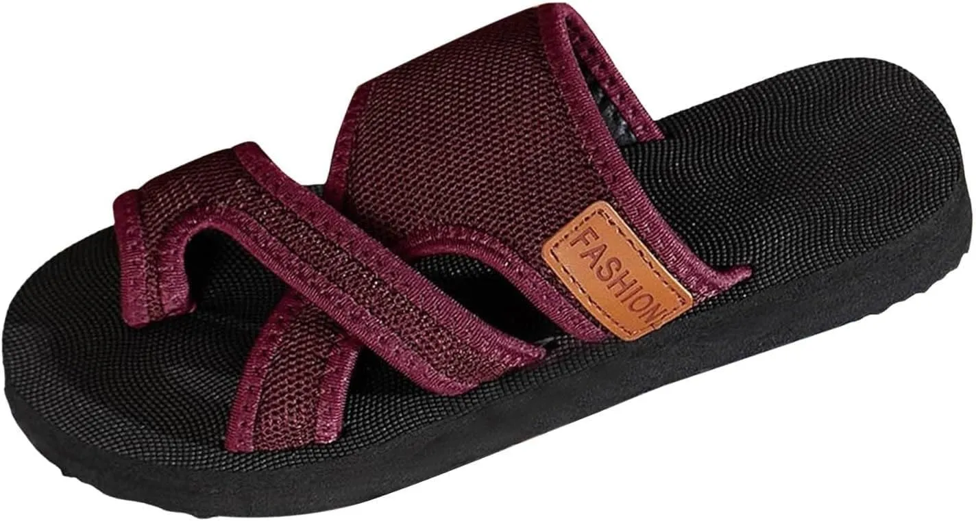 Orthopedic Sandals for Women Arch Support Non Slip Beach Slide Sandals Comfortable Breathable Sandal Hollow Mesh Slide Flip Flops Trendy Summer Boho Shoes