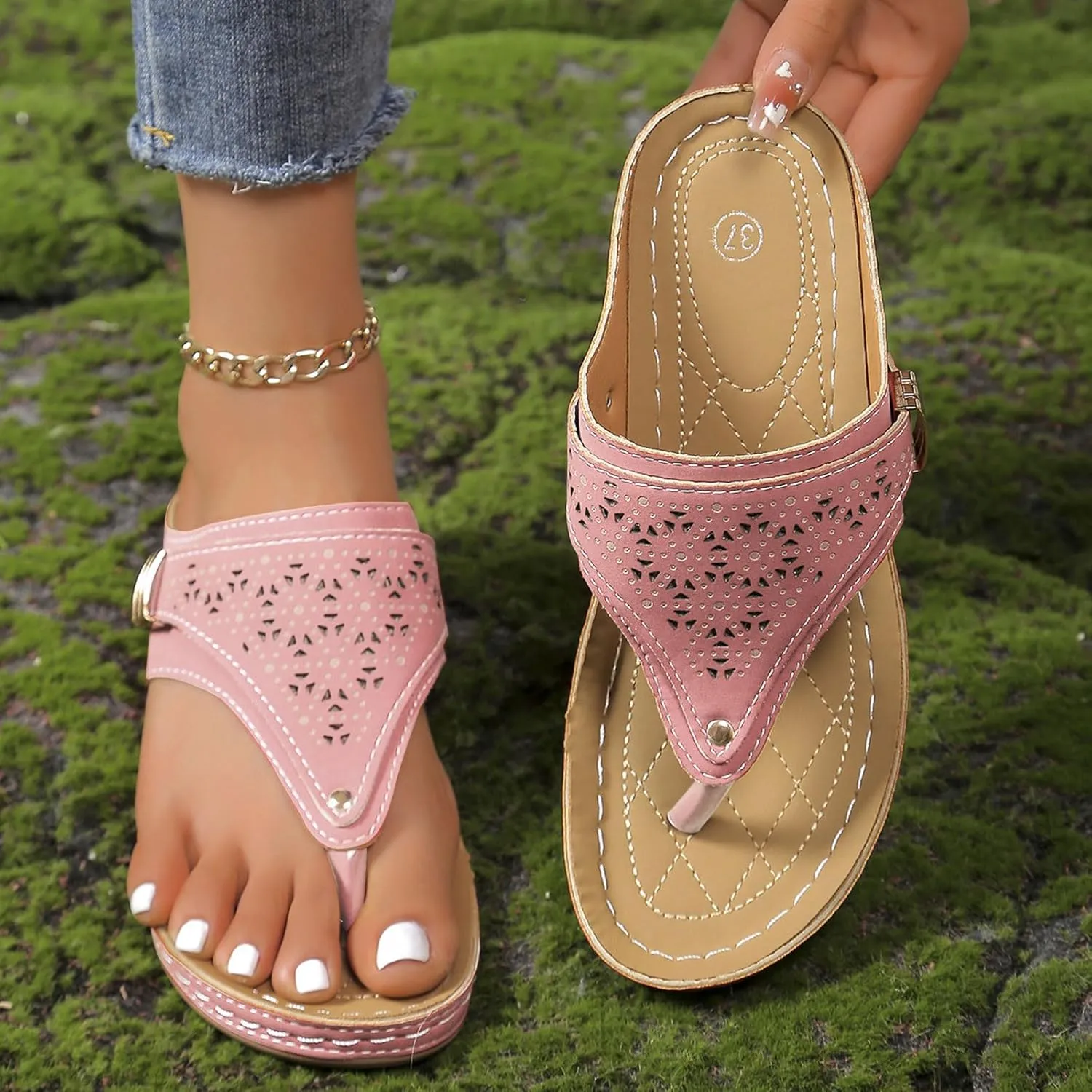 Orthopedic Sandals for Women Breathable Mesh Hollow Sports Comfortable Flip Flops Arch Support Slippers Sandals