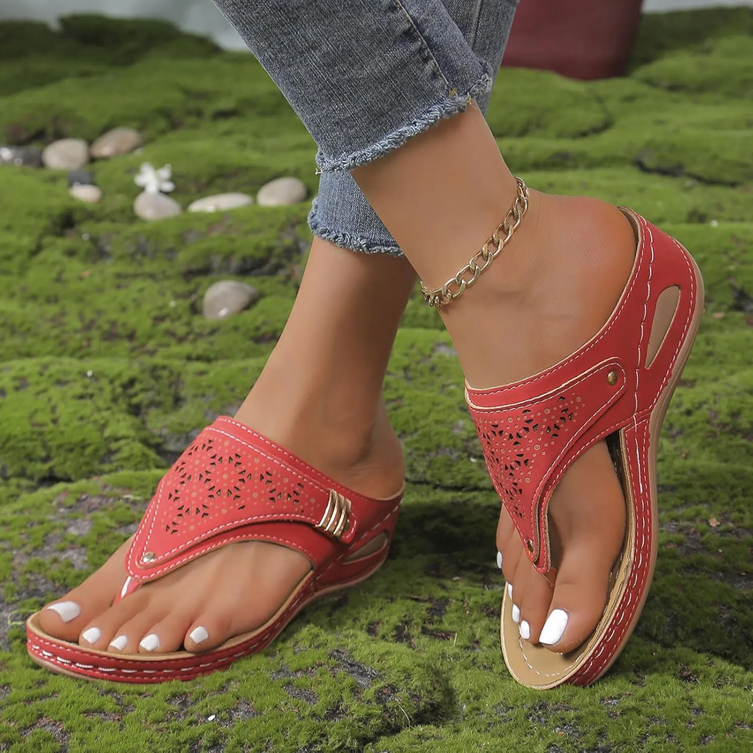 Orthopedic Sandals for Women Breathable Mesh Hollow Sports Comfortable Flip Flops Arch Support Slippers Sandals