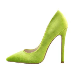 Pointed Toe Flock Slip On Pumps Shoes
