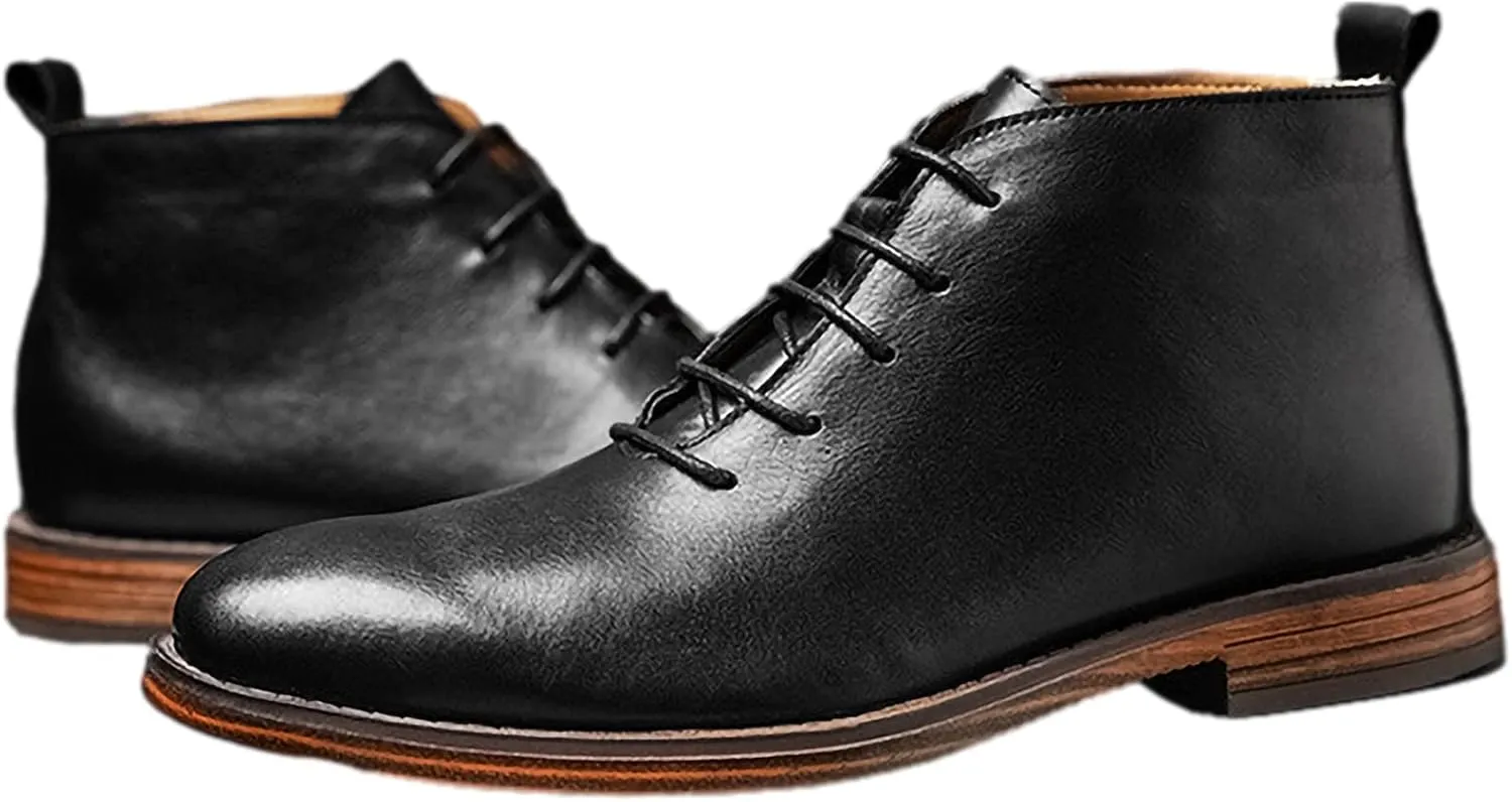 rismart Dress Stylish Boots Men Leather Ankle High Winter Shoes