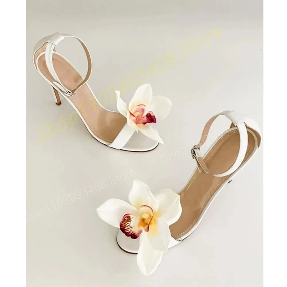 Rose Red Floral Ankle Strap Heels