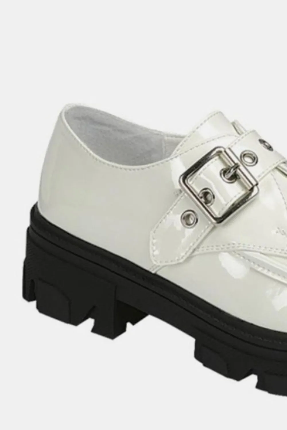Samara Buckled Platform Lug Sole Loafers In White
