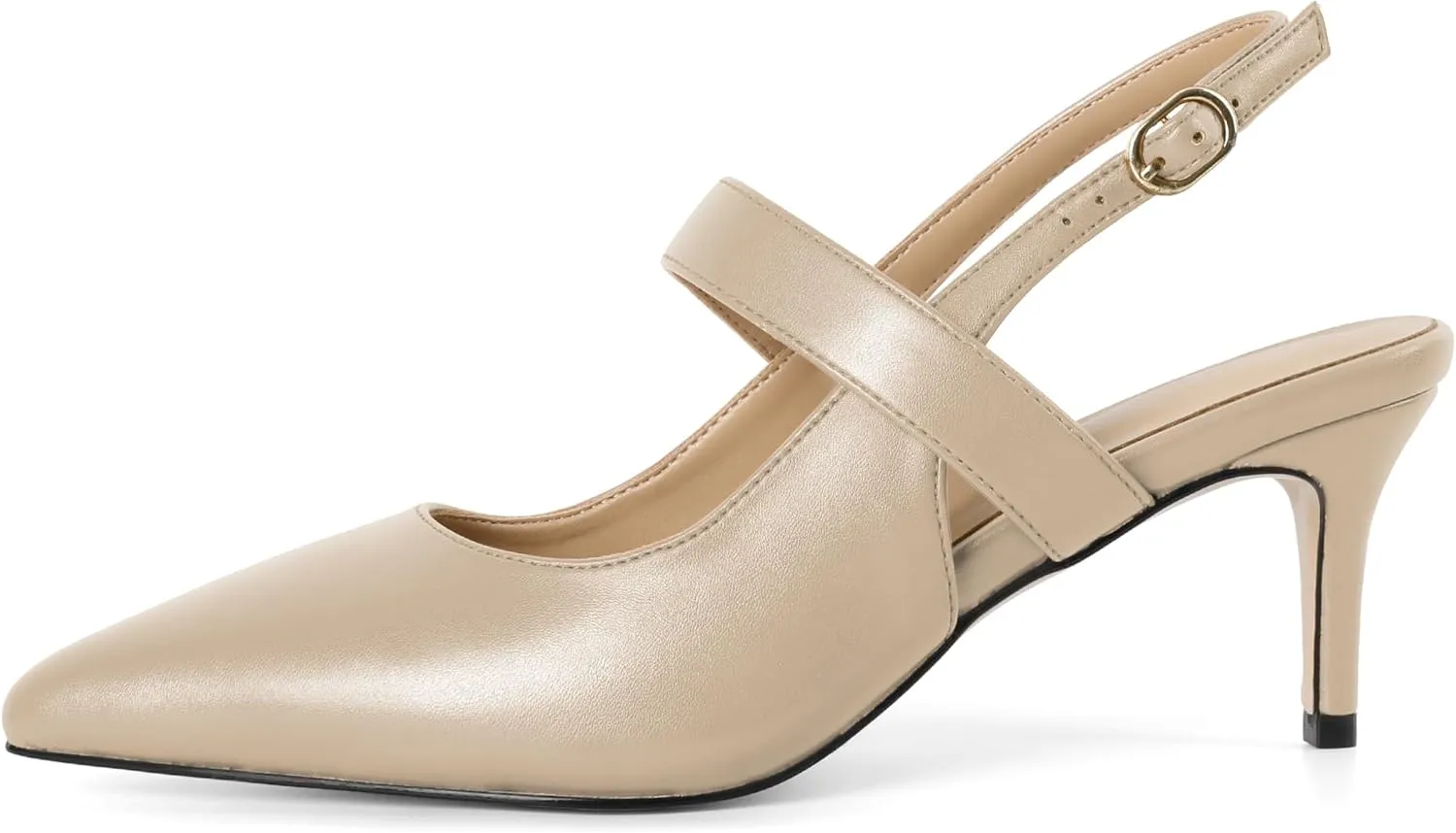 SAMMITOP Womens Slingback Kitten Heels Closed Pointed Toe Ankle Strap Pumps Elegant Casual Wedding Office Dressy Shoes 2.5 Inch