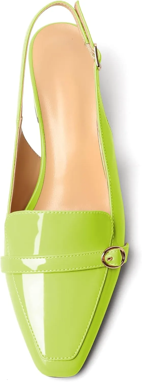 Soireelady Women Block Heel Pumps Slingback Mid Heels Adjustable Buckle Heels Elegant Formal Business Party Dressy Shoes Comfort 2Inch