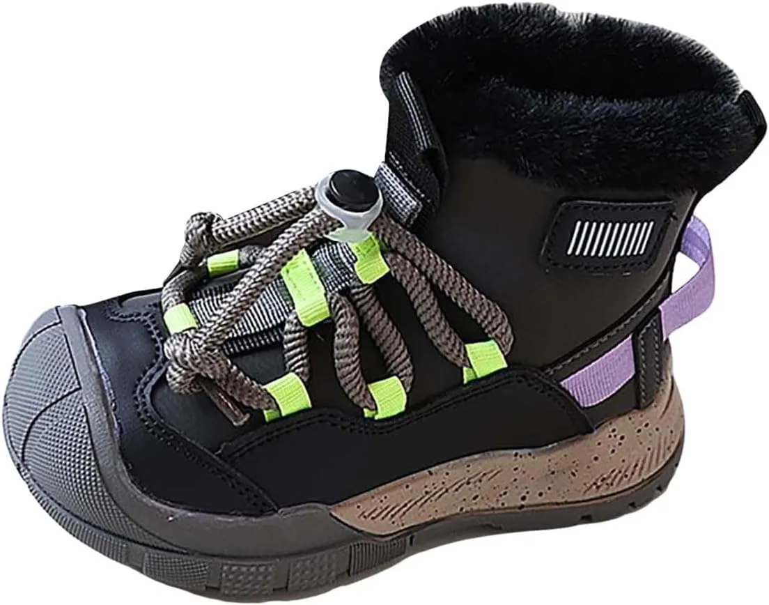 Toddler Kids Snow Boots Warm Comfortable Non Slip Mid Calf Outdoor Cozy Soft Platform Shoes with Adjustable Strap